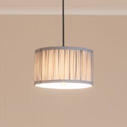 ValueLights Jess Fabric Ruched Pleated Ceiling Floor Table Small Drum Lamp Shade with Bulb in Baby Blue