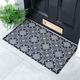 Artsy Mats Black & White Floral Pattern Indoor & Outdoor Doormat - 70x40cm - Size: 40 cm x 70 cm