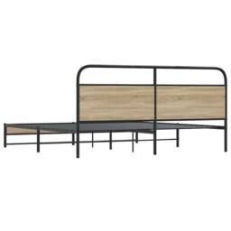 Berkfield Home Metal Bed Frame without Mattress Smoked Oak 200x200 cm in Natural - thumbnail 7