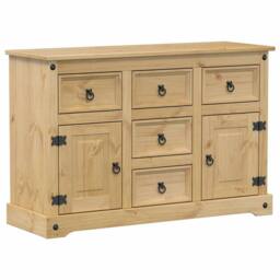 Berkfield Home Sideboard Corona 112x40x75 cm Solid Wood Pine in Light Brown - Size: 112 x 40 x 75 cm - thumbnail 3