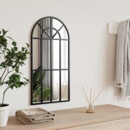 Berkfield Home Wall Mirror Black 30x60 cm Arch Iron - thumbnail 1