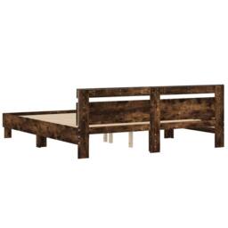 Berkfield Home Durable Bed Frame with LED without Mattress Smoked Oak 160x200 cm in Brown - thumbnail 9
