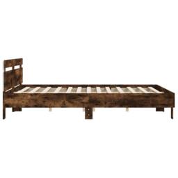 Berkfield Home Durable Bed Frame with LED without Mattress Smoked Oak 160x200 cm in Brown - thumbnail 8