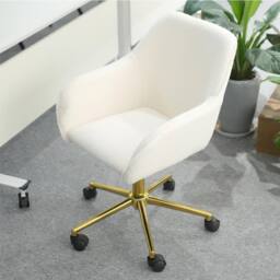 Abrihome New Teddy Fabric Material Office Chair, Adjustable Height Swivel Chair in White - Size: 1 Pack - thumbnail 7
