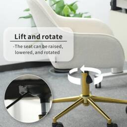 Abrihome New Teddy Fabric Material Office Chair, Adjustable Height Swivel Chair in White - Size: 1 Pack - thumbnail 3