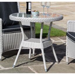 Cheshire 2 Seater Putty Grey Rattan Weave Garden Bistro Set in Light Grey - thumbnail 2