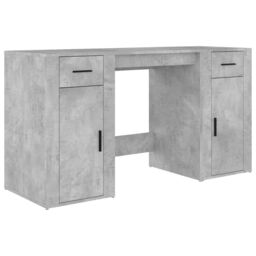 Berkfield Home Desk with Cabinet Concrete Grey Engineered Wood - thumbnail 2