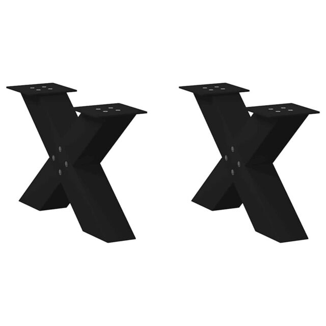 Berkfield Home Coffee Table Legs X-Shaped 2 pcs Black 50x(30-31) cm Steel - image 1