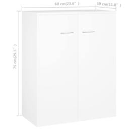 Berkfield Home Sideboard White 60x30x75 cm Engineered Wood - Size: 60 x 30 x 75 cm - thumbnail 7