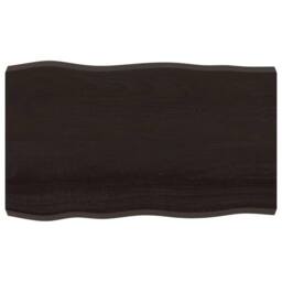 Berkfield Home Table Top Dark Grey 100x60x(2-6) cm Treated Solid Wood Live Edge in Brown - thumbnail 2