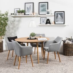 Furniture To Go A-Line Round Dining Table in White Oak in Light Oak - thumbnail 3