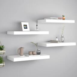 Berkfield Home Durable Floating Wall Shelves 4 pcs White 50x23x3.8 cm MDF - thumbnail 2