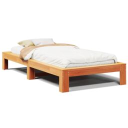 Berkfield Home Bed Frame without Mattress Wax Brown 75x190 cm Small Single Solid Wood Pine - thumbnail 2
