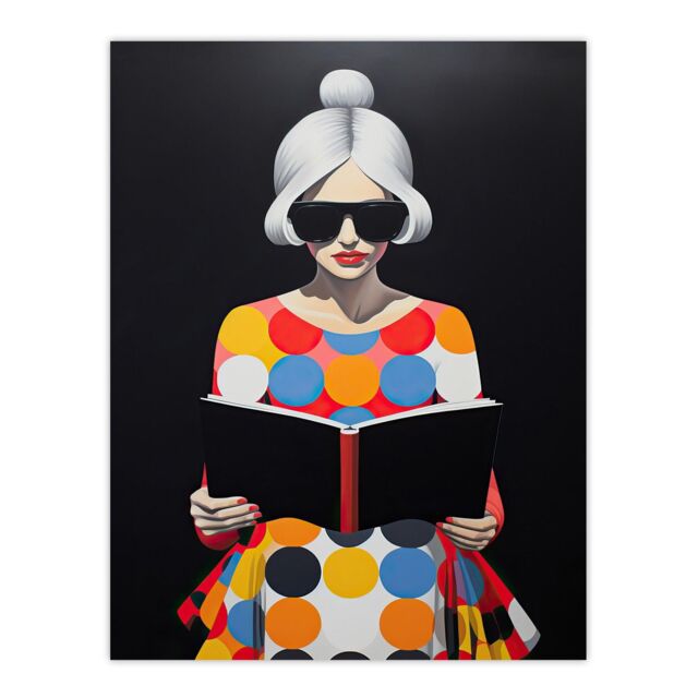 "Wee Blue Coo Wall Art Print Creative Scholar Book Lovers Fun Bright Living Room in Black - Size: W24"" x H32""" - image 1