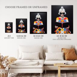"Wee Blue Coo Wall Art Print Creative Scholar Book Lovers Fun Bright Living Room in Black - Size: W24"" x H32""" - thumbnail 3