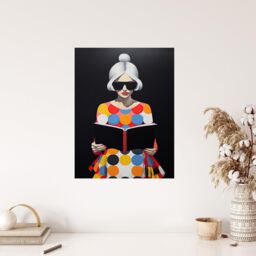 "Wee Blue Coo Wall Art Print Creative Scholar Book Lovers Fun Bright Living Room in Black - Size: W24"" x H32""" - thumbnail 4