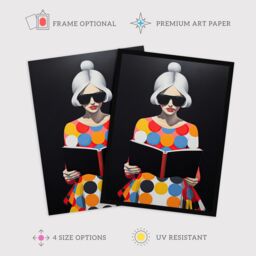 "Wee Blue Coo Wall Art Print Creative Scholar Book Lovers Fun Bright Living Room in Black - Size: W24"" x H32""" - thumbnail 2