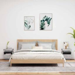 Berkfield Home Bedside Cabinets with LED Lights 2 pcs Concrete Grey 40x39x48.5 cm - thumbnail 3