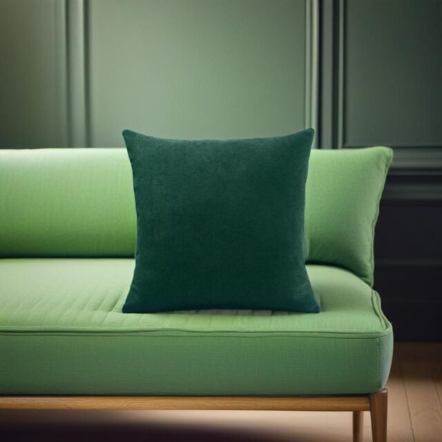 Luxury Living Velvet Chenille Cushion in Green - Size: 55 cm x 55 cm