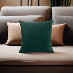 Luxury Living Velvet Chenille Cushion in Green - Size: 55 cm x 55 cm - thumbnail 2