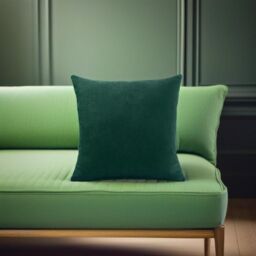 Luxury Living Velvet Chenille Cushion in Green - Size: 55 cm x 55 cm - thumbnail 1