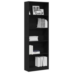 Berkfield Home Black Oak Bookshelf - 60x24x176 cm, Made from Engineered Wood - Size: 60 x 24 x 176 cm - thumbnail 3