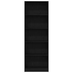 Berkfield Home Black Oak Bookshelf - 60x24x176 cm, Made from Engineered Wood - Size: 60 x 24 x 176 cm - thumbnail 5