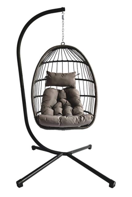 Groundlevel Luxury Hanging Egg Chair with Cushion in Grey - image 1