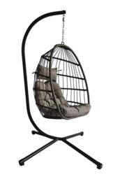 Groundlevel Luxury Hanging Egg Chair with Cushion in Grey - thumbnail 3