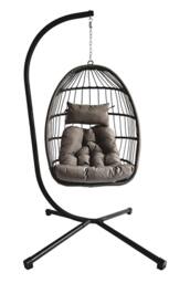 Groundlevel Luxury Hanging Egg Chair with Cushion in Grey - thumbnail 1