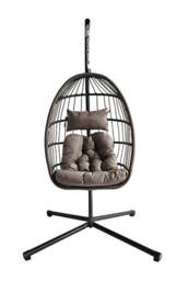 Groundlevel Luxury Hanging Egg Chair with Cushion in Grey - thumbnail 2