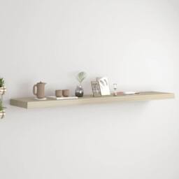 Berkfield Home Floating Wall Shelf Oak 120x23.5x3.8 cm MDF in Light Tan - thumbnail 2