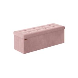 SONGMICS Extra Large Foldable Storage Ottoman Cube Heavy Duty Bench in Light Pink - thumbnail 6