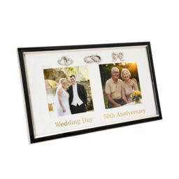 Happy Homewares 50th Anniversary & Wedding Frame with Silver & Black Icons - thumbnail 1