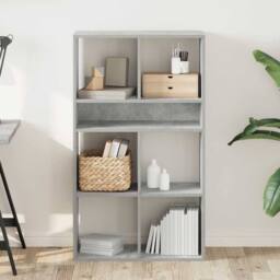 Berkfield Home Decorative Book Cabinet Concrete Grey 66x31x112 cm Engineered Wood - Size: 66 x 31 x 112 cm - thumbnail 1