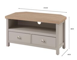 Home Source Oak Corner TV Stand Two Tone 1 Drawer Cabinet Television 36mm Top in Grey - thumbnail 9