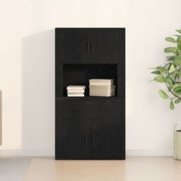 Berkfield Home Highboard Black Oak 80x33x150 cm Engineered Wood - Size: 80 x 33 x 150 cm - thumbnail 4