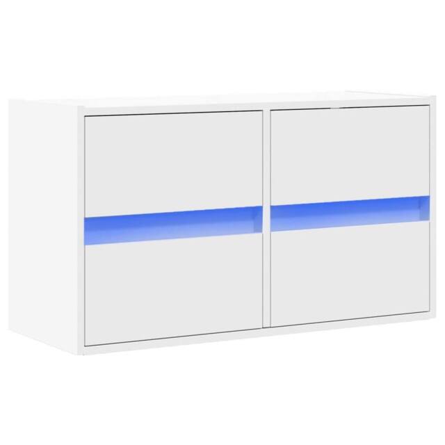 Berkfield Home TV Wall Cabinet with LED Lights White 80x31x45 cm - Size: 80 x 31 x 45 cm - image 1