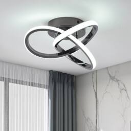 NIVOR Black LED Flush Mount Ceiling Light 6000K, Modern Lamp for Indoor Home in Jet Black - thumbnail 1