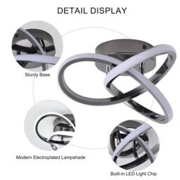 NIVOR Black LED Flush Mount Ceiling Light 6000K, Modern Lamp for Indoor Home in Jet Black - thumbnail 8