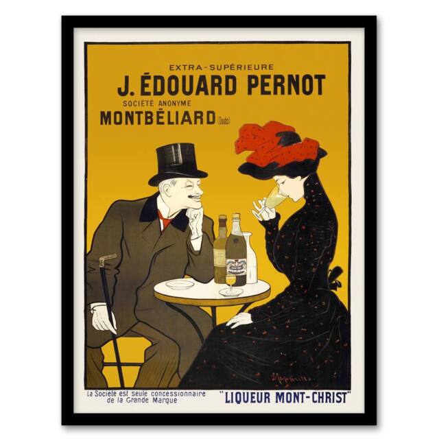 "Artery8 Liqueur Mont Christ Advert Vintage Framed Wall Art Print Cappiello in Orange - Size: W12"" x H16""" - image 1