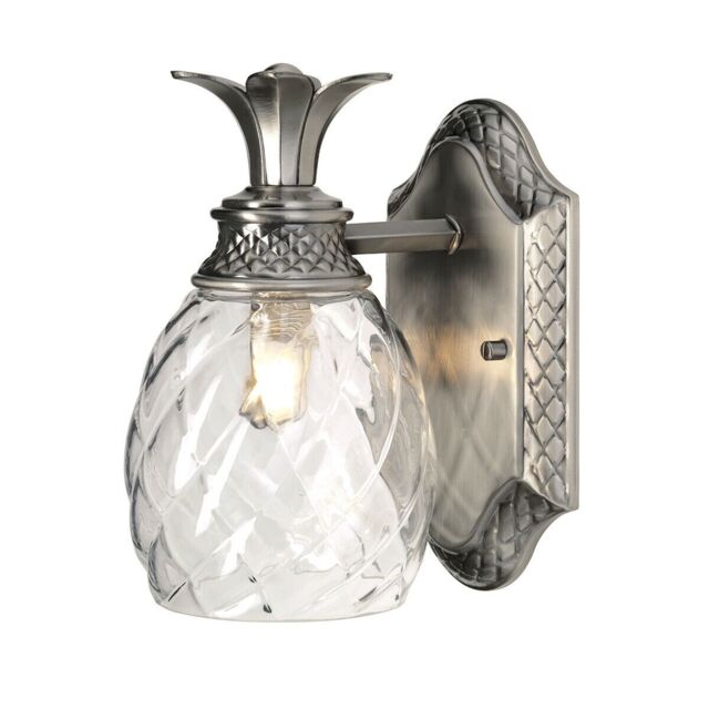 Loops IP44 Wall Light Pineapple Shaped Clear Optic Glass Polished Nickel LED G9 3.5W in Metallics