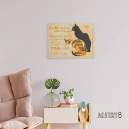 "Artery8 Steinlen Exhibition Advert With Cats Canvas Wall Art Print in Beige - Size: W24"" x H32""" - thumbnail 3