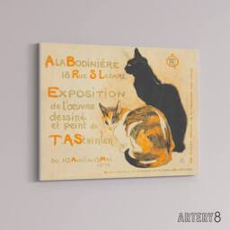 "Artery8 Steinlen Exhibition Advert With Cats Canvas Wall Art Print in Beige - Size: W24"" x H32""" - thumbnail 2