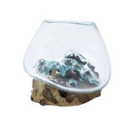 Serenityy Molten Glass on Wood - Small Handcrafted Bowl in Brown - thumbnail 8
