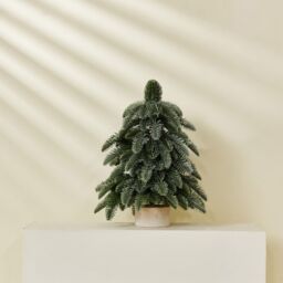 Obasyhig Flocking Rime Desktop Ornaments Simulated Christmas Tree with 3 Styles in Green - thumbnail 1