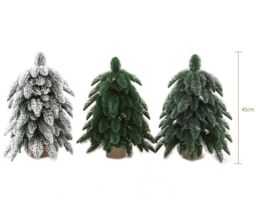 Obasyhig Flocking Rime Desktop Ornaments Simulated Christmas Tree with 3 Styles in Green - thumbnail 6