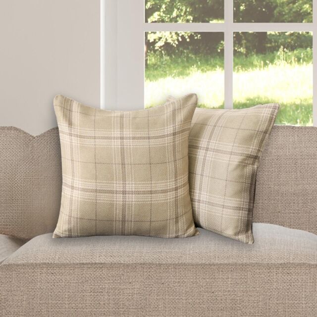 OHS 4 Pack Woven Check Cushion Covers Printed Soft in Light Green - Size: 45 cm x 45 cm - image 1