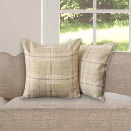 4 Pack Woven Check Cushion Covers Printed Soft - thumbnail 1