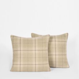 OHS 4 Pack Woven Check Cushion Covers Printed Soft in Light Green - Size: 45 cm x 45 cm - thumbnail 3